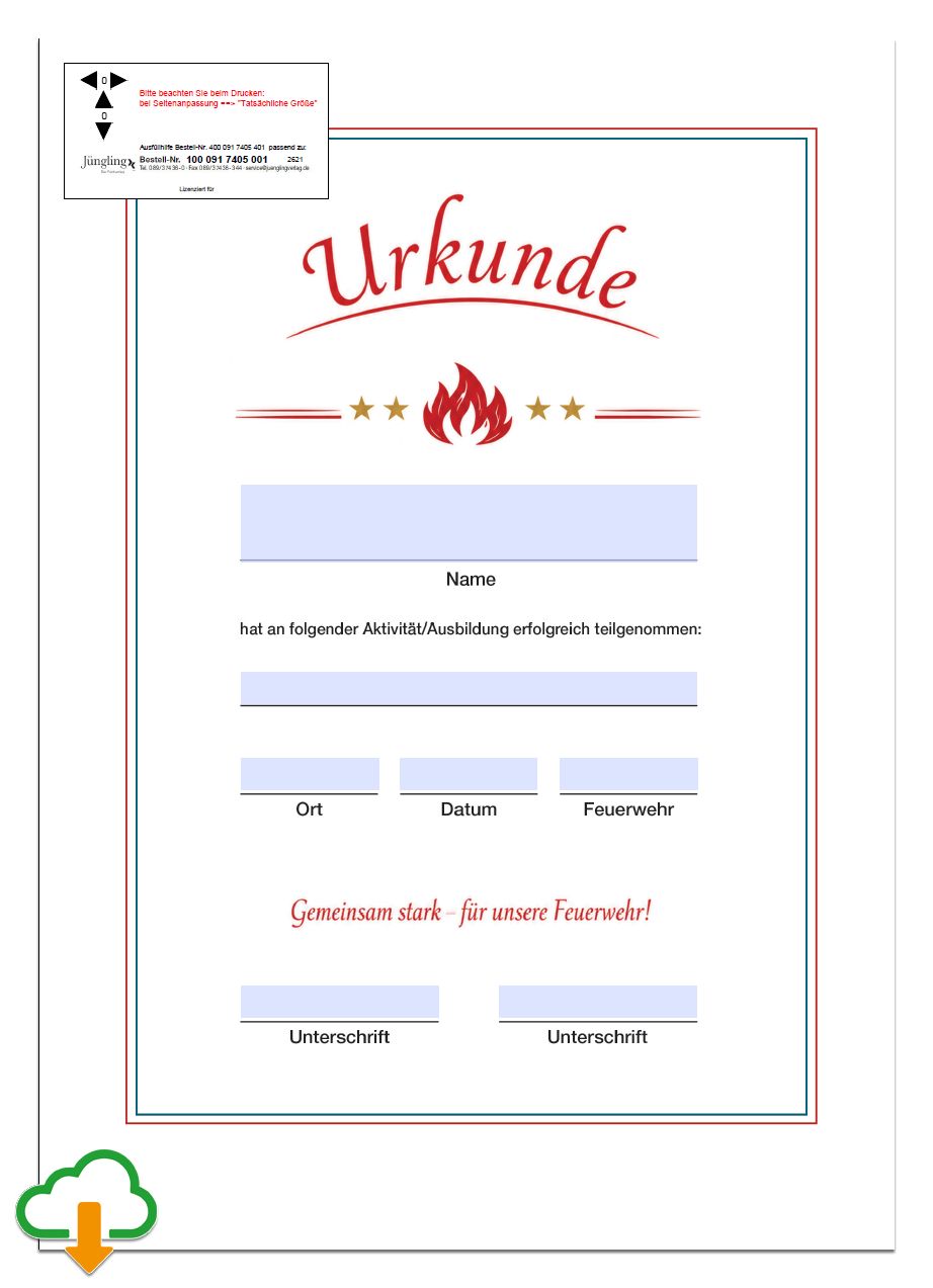 PDF Ausfüllhilfe für Urkunde Kinder- und Jugendfeuerwehr, DIN A4
