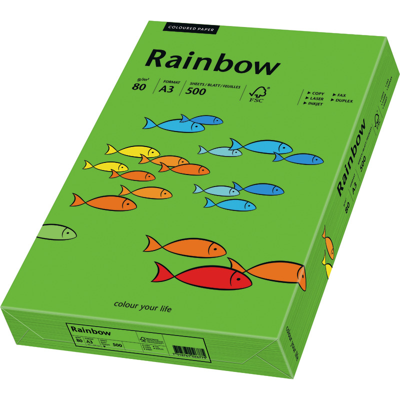 PAPYRUS  Kopierpapier Rainbow COLOURED PAPER, DIN A3, 80 g/m², Pack: 500 Blatt - grün