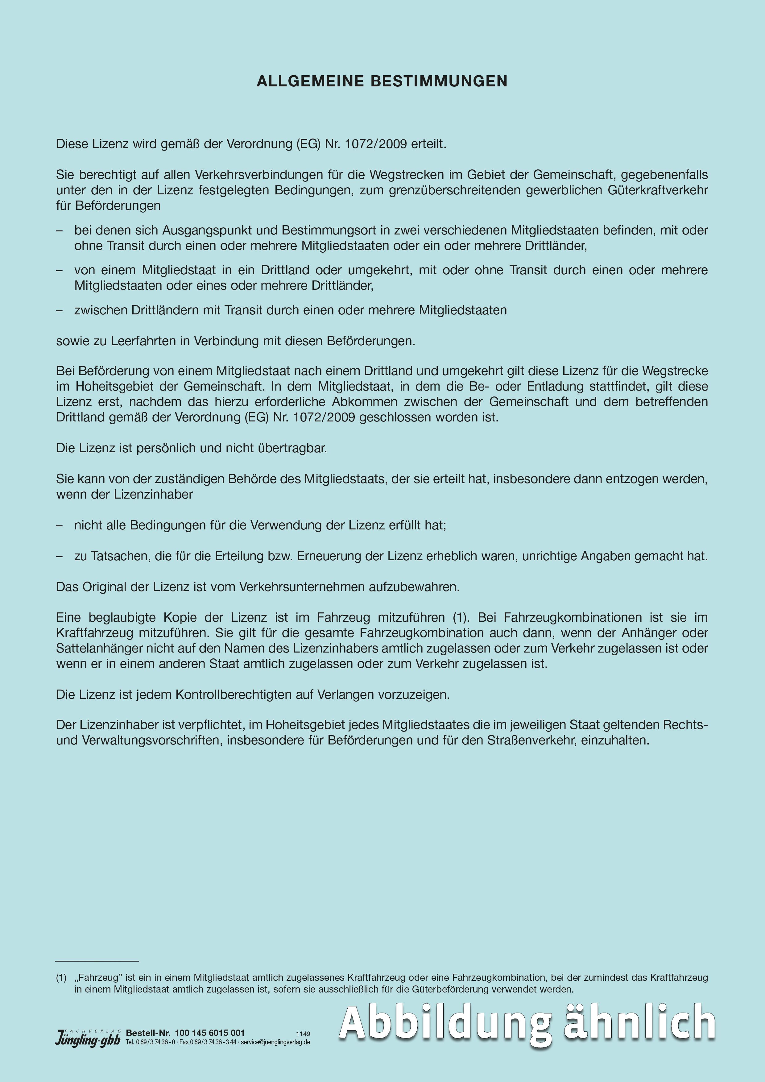 Blanko-Papier für EU-Lizenzen, hellblau A4