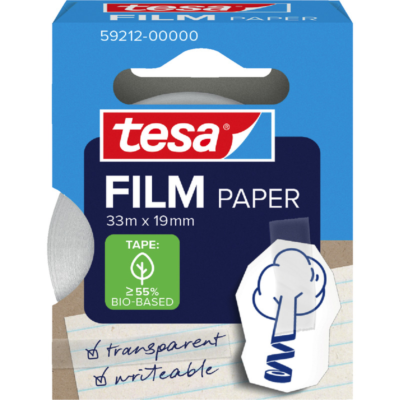 tesafilm® Paper, Papier Klebeband 59212, 33m:19mm, transparent, beschriftbar, 1 Rolle