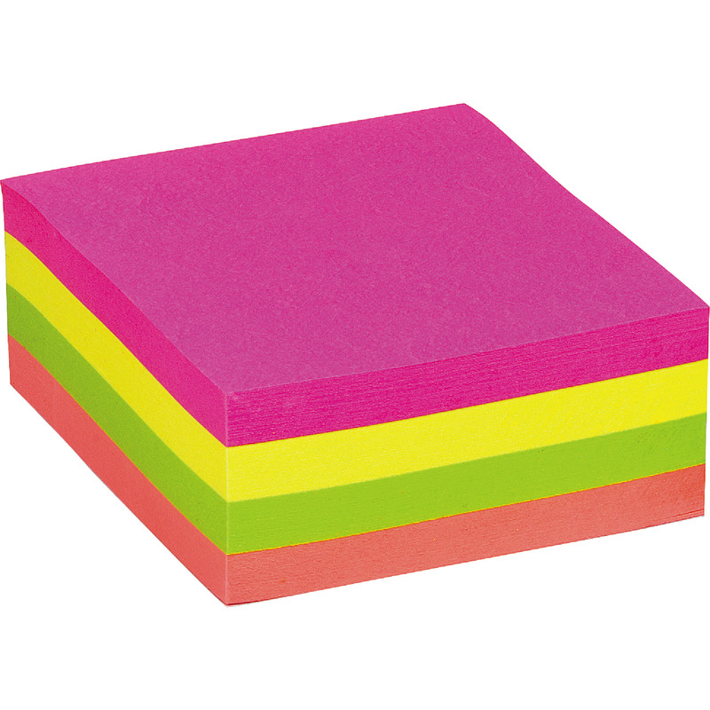 INFO NOTES Haftnotizen-Würfel Neon, 75  x 75 mm, farbig sortiert
