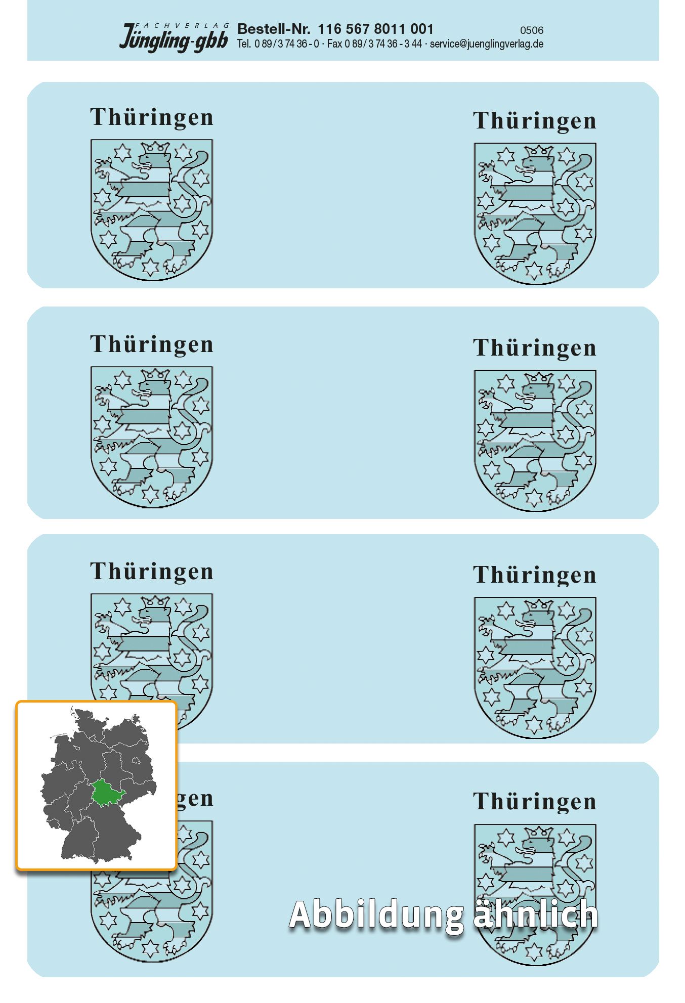 Siegelmarken Thüringen, 1 Bogen = 4 Stück