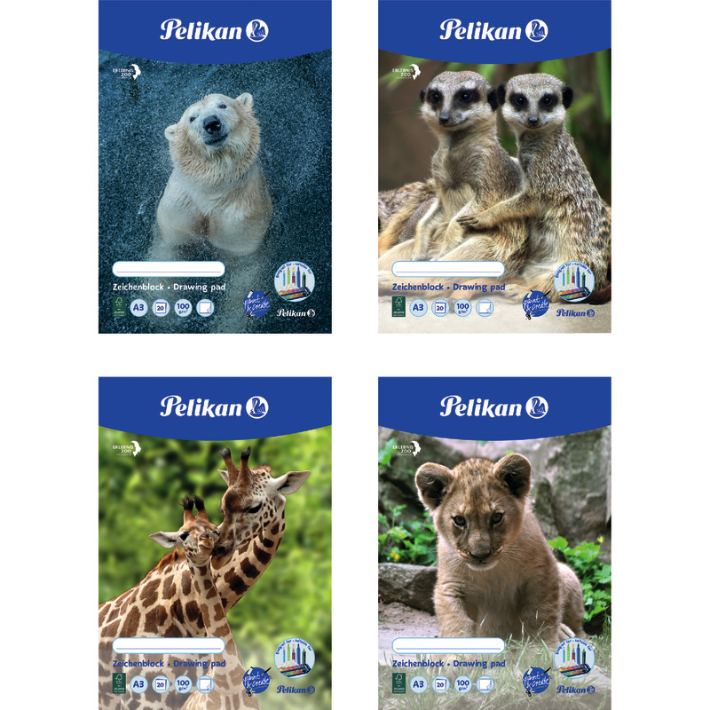 Pelikan Zeichenblock A3, 100 g/m², weiß, perforiert, 20 Blatt