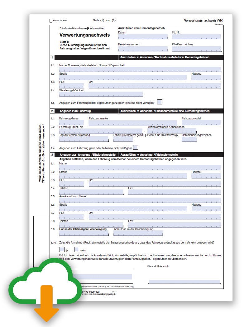 PC Anwendung Verwertungsnachweis, AltautoV, PDF