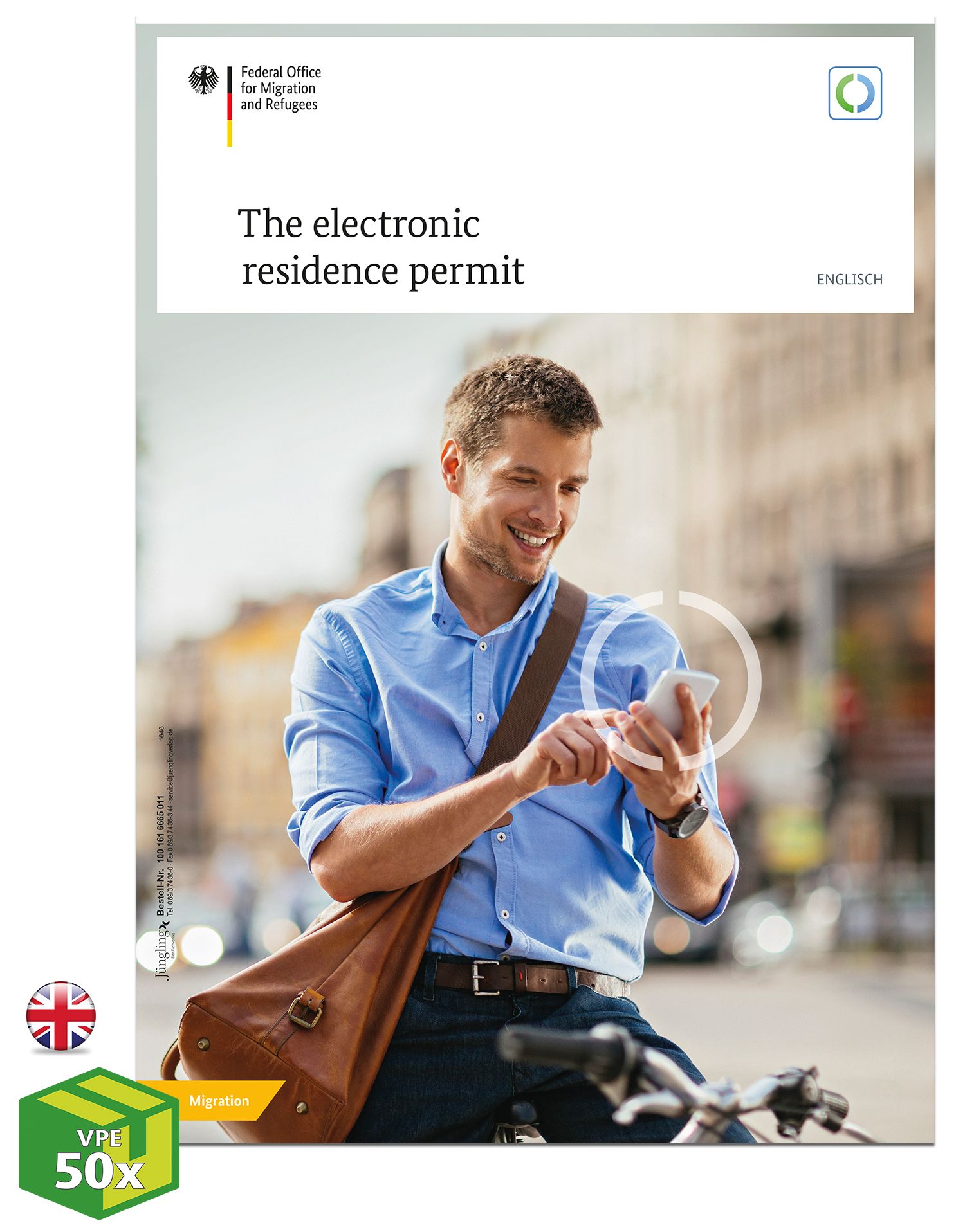 Amtliche Informationsbroschüre *Der elektronische Aufenthaltstitel*, Englisch, DIN A4, 50 Stück