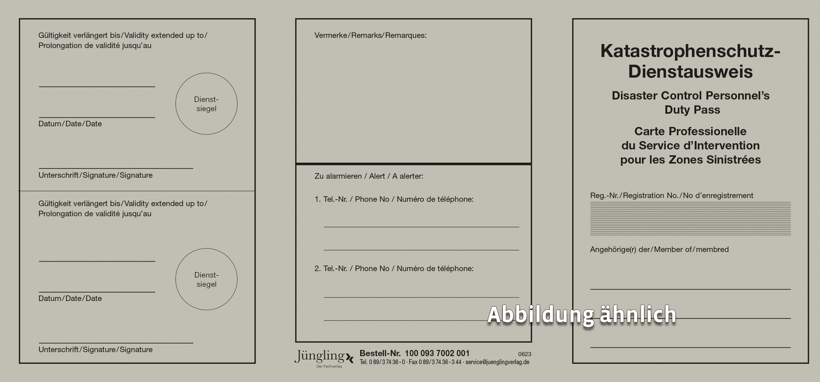 Dienstausweis Katastrophenschutz, DIN lang, Neobond grau