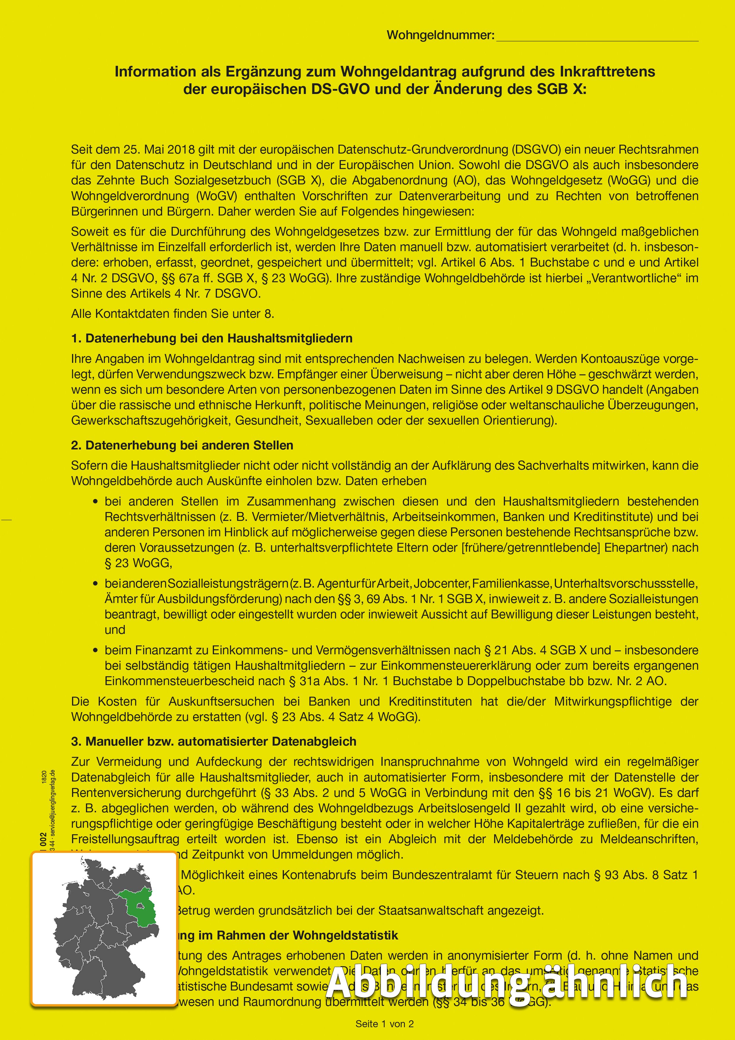BB-Informationsblatt zur Europäischen Datenschutz-Grundverordnung, A4, 2-fach, gelb