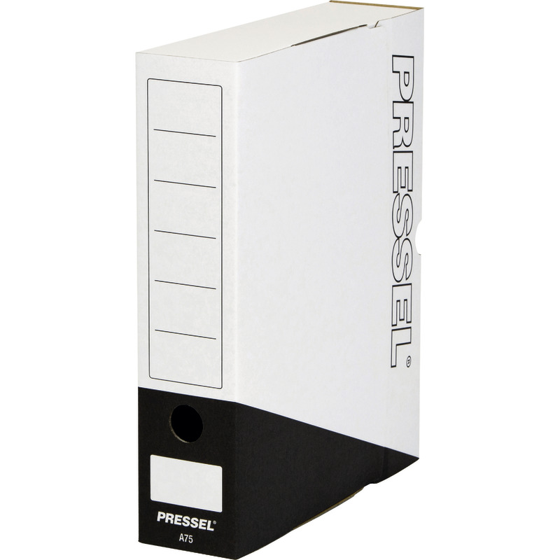 Pressel Archivbox A75,  Weiß/Schwarz, Packung: 20 Stück