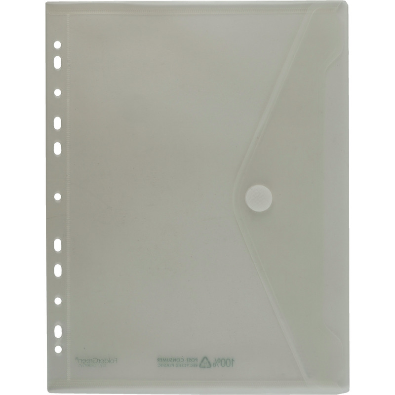 FolderSys Sichttaschen FolderGreen® DIN A4, Recycling-PP, mit  Abheftrand und Klettverschluss, Packung: 10 Stück