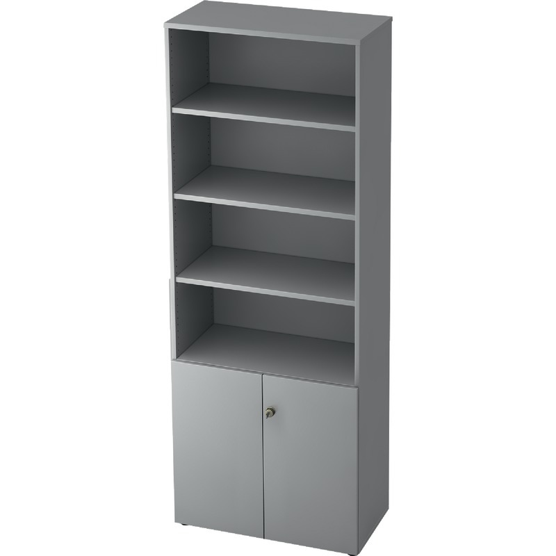 SoldanOffice Aktenschrank PROFI, 6 Ordnerhöhen inkl. 4 Regalelementen, B x H x T: 800 x 2.200 x 420 mm - lichtgrau