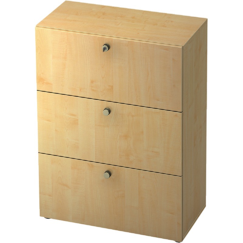 SoldanOffice Aktenschrank PROFI, 3 Ordnerhöhen mit 3 HR-Auszügen, B x H x T: 800 x 1.143 x 420 mm - Ahorn-Dekor