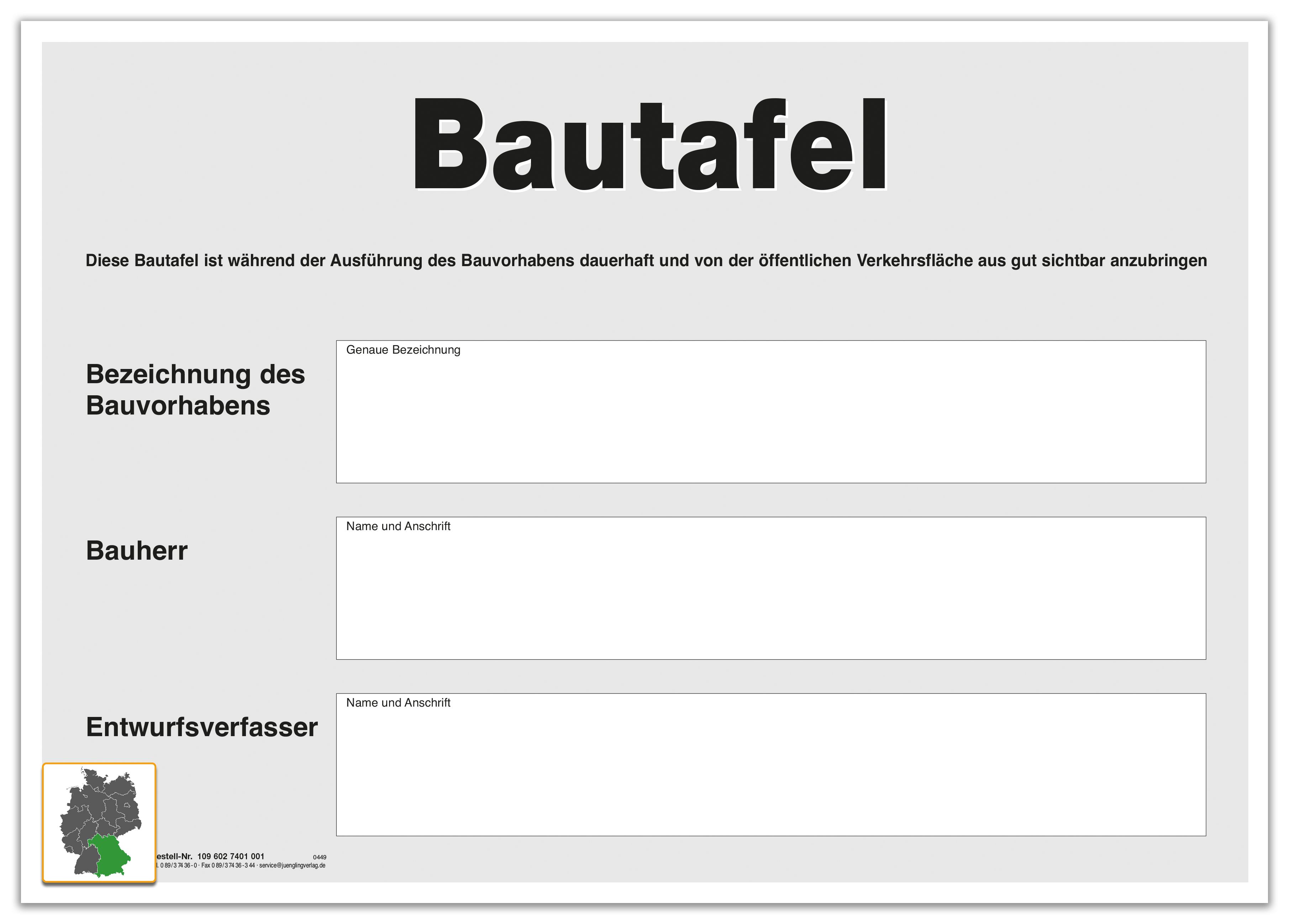 Bautafel, A4 Karton