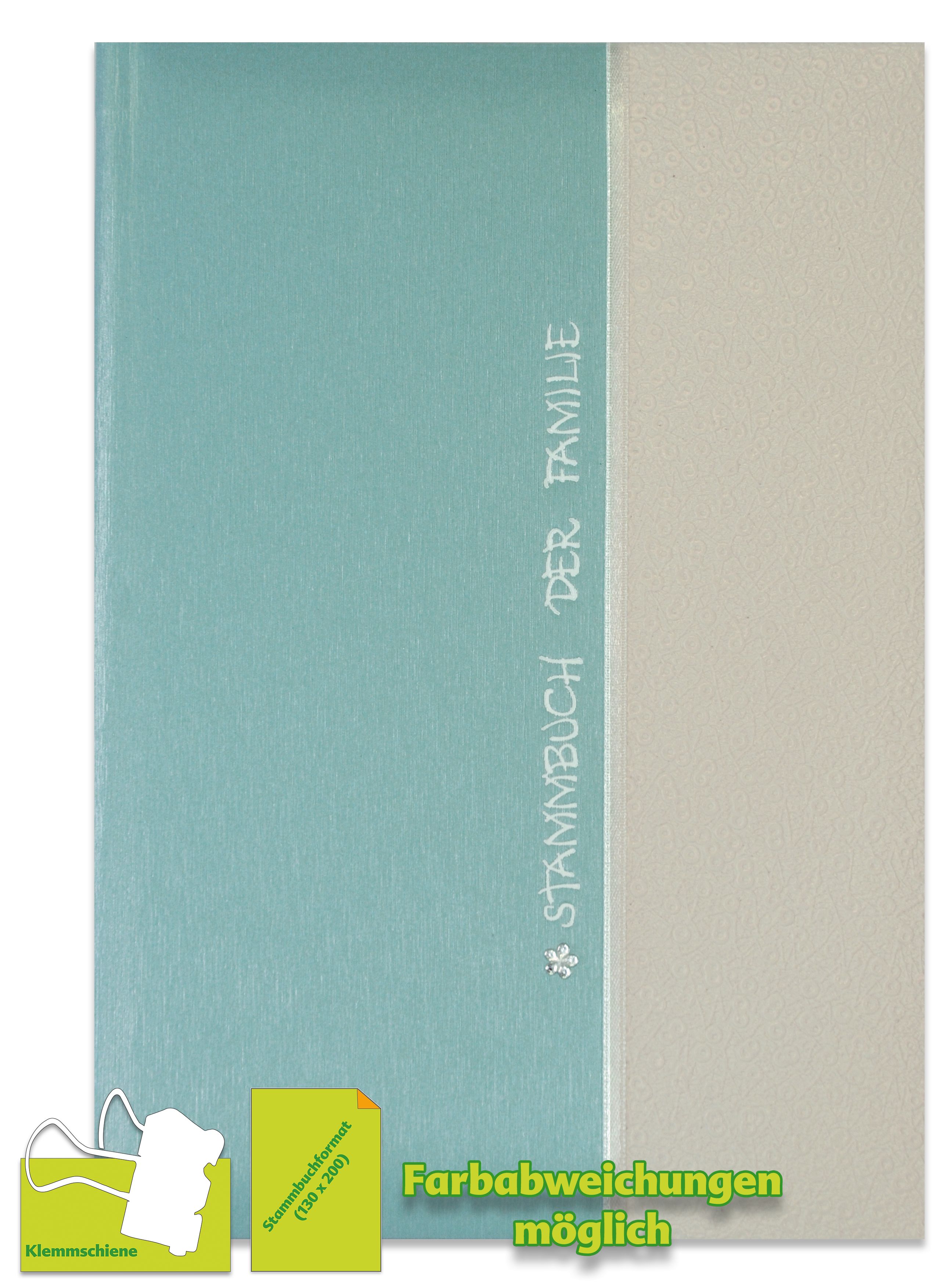 Stammbuch TAHITI, Türkis/Creme, mit Klemmschiene