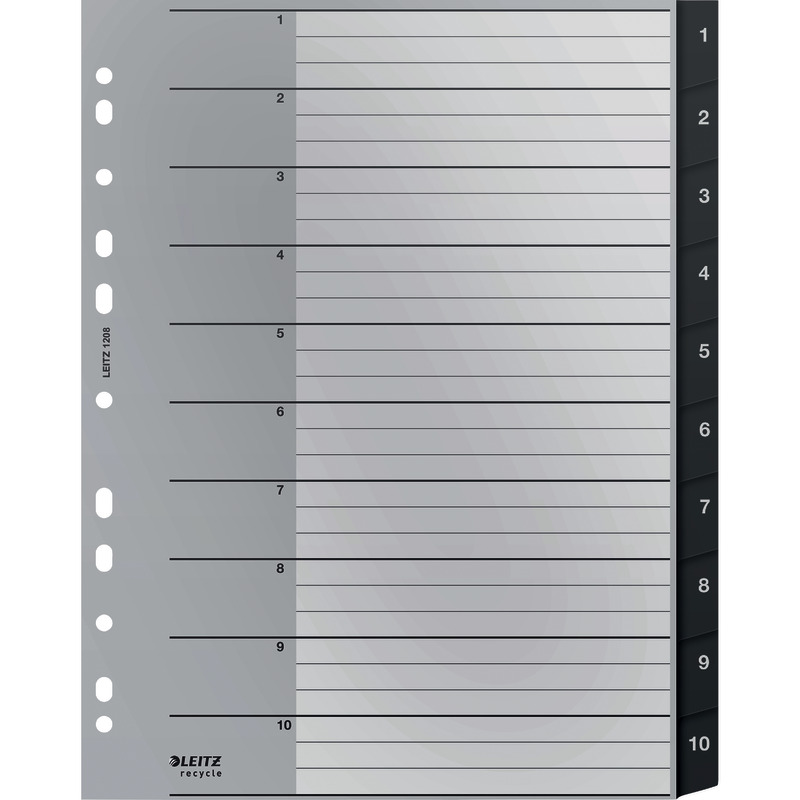 LEITZ Kunststoff-Register Recycle 1208, Taben 1 – 10