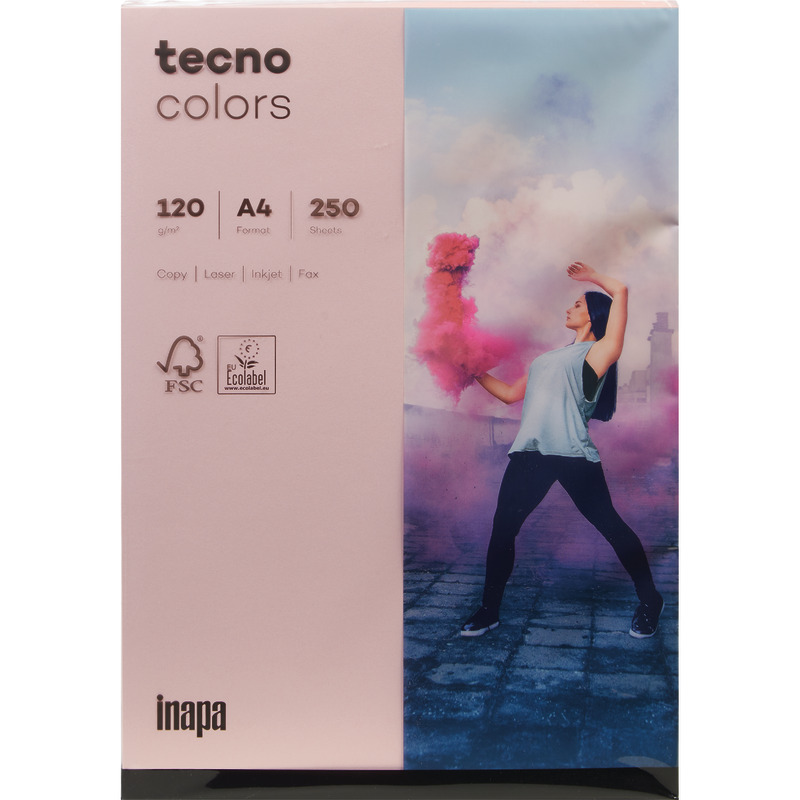 Kopierpapier tecno® colors, DIN A4, 120 g/m², Pack: 250 Blatt - hellrosa