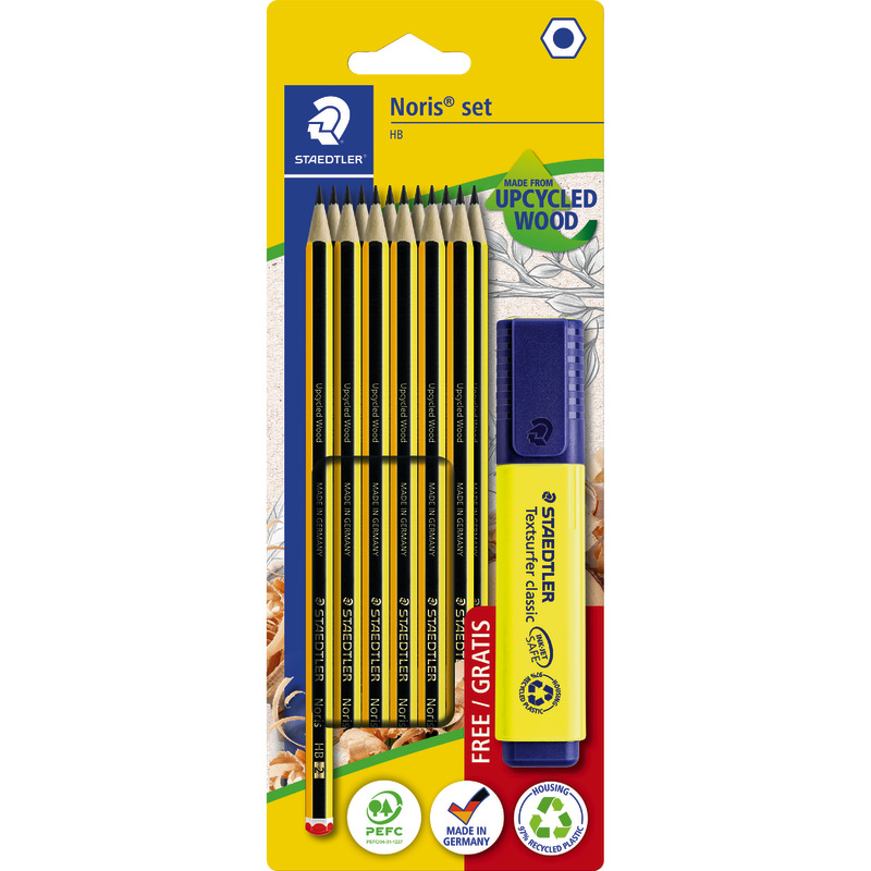 Spar-Set! 12 STAEDTLER Bleistifte Noris 120 + 1 Textmarker GRATIS