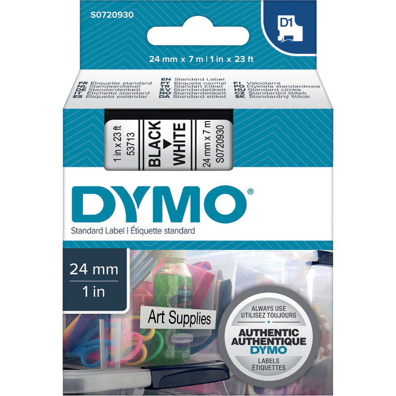 DYMO D1-Beschriftungsband 53713, 24 mm, schwarz/weiß - schwarz / weiß