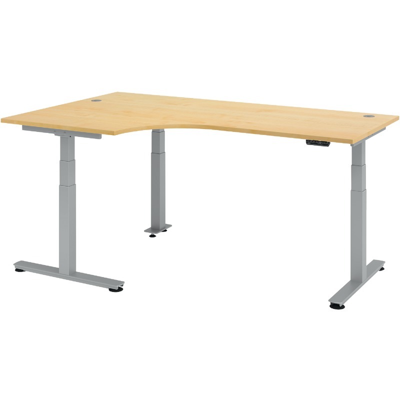 SoldanOffice Schreibtisch Ergonomic Aktiv T XDSM, Cockpitform, B x H x T: 2.000 x 620 - 1.285 x 1.200 mm - Ahorn-Dekor