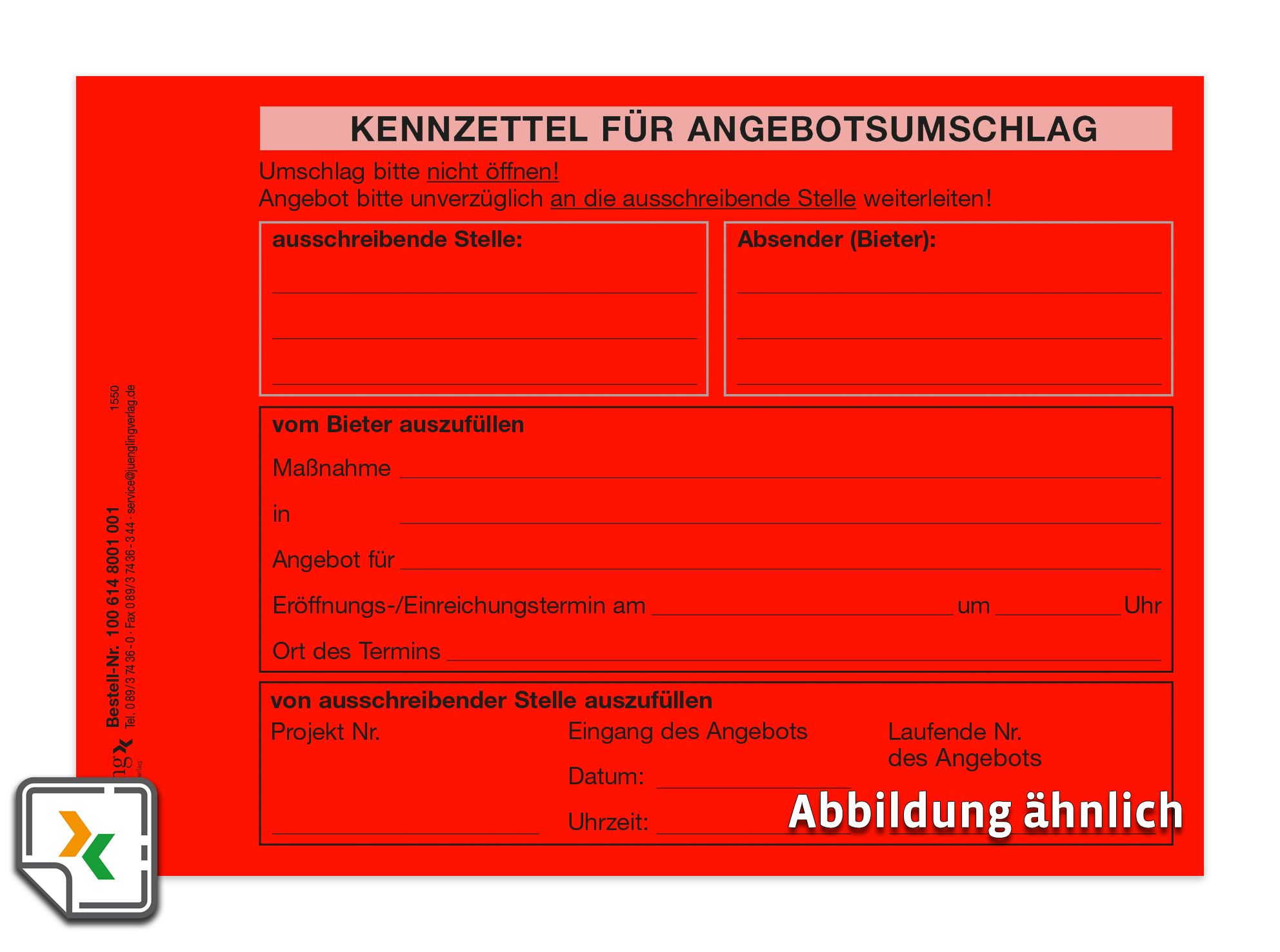 Kennzettel für Angebotsumschläge, leuchtend rot