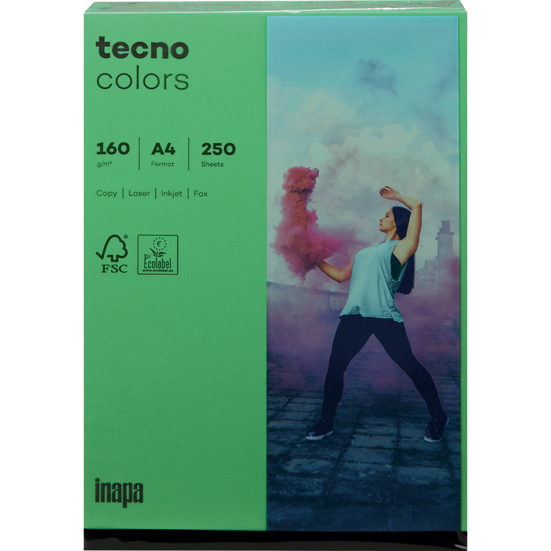 Kopierpapier tecno® colors, DIN A4, 160 g/m², Pack: 250 Blatt - intensivgrün