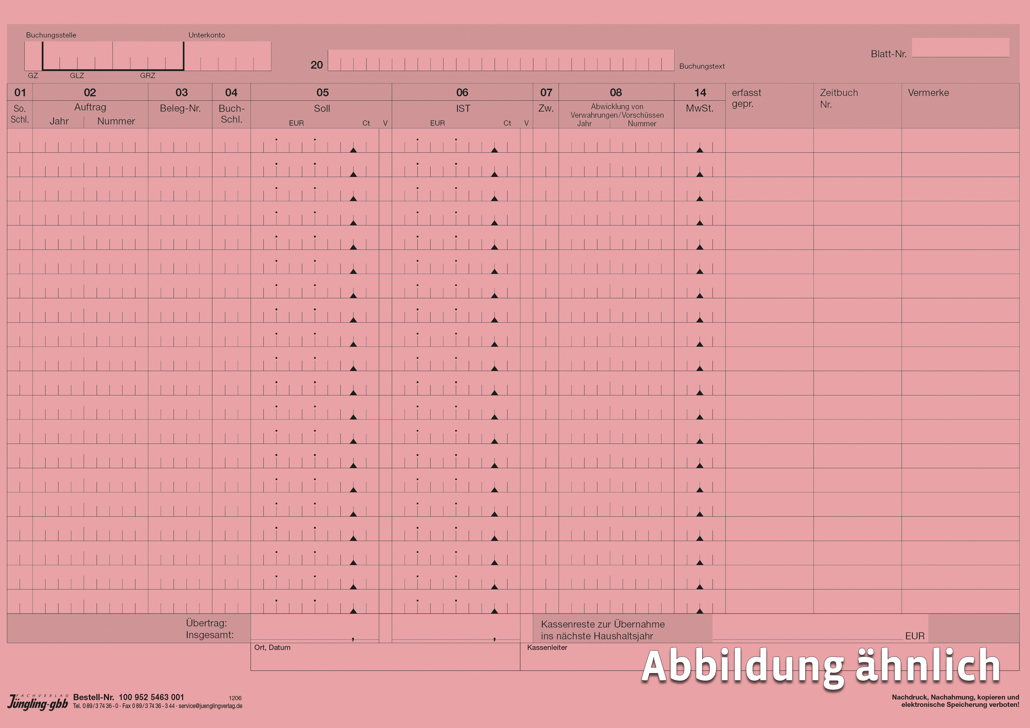 Fortsetzungsblatt, DIN A4 rosa