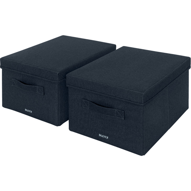 LEITZ Aufbewahrungsbox aus Stoff mit Deckel 6144, mittel, 2er Pack