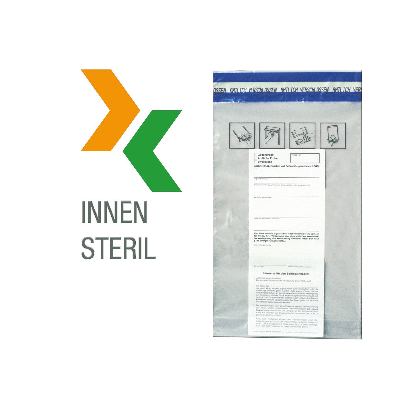 Probenbeutel 240 x 400 x 25 mm, steril und manipulationssicher