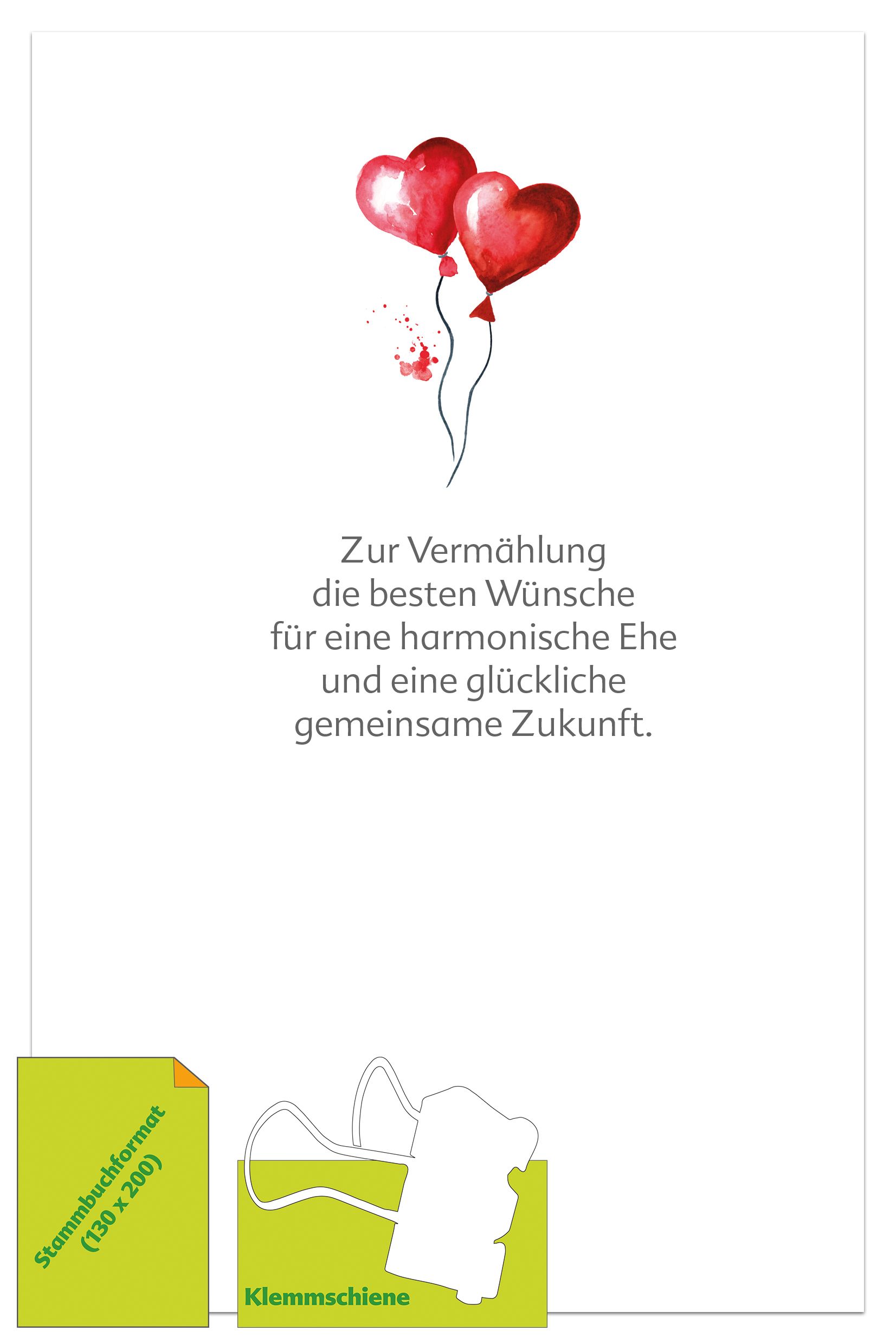 Vorsatzblatt Luftballons Herz mit Klemmschiene
