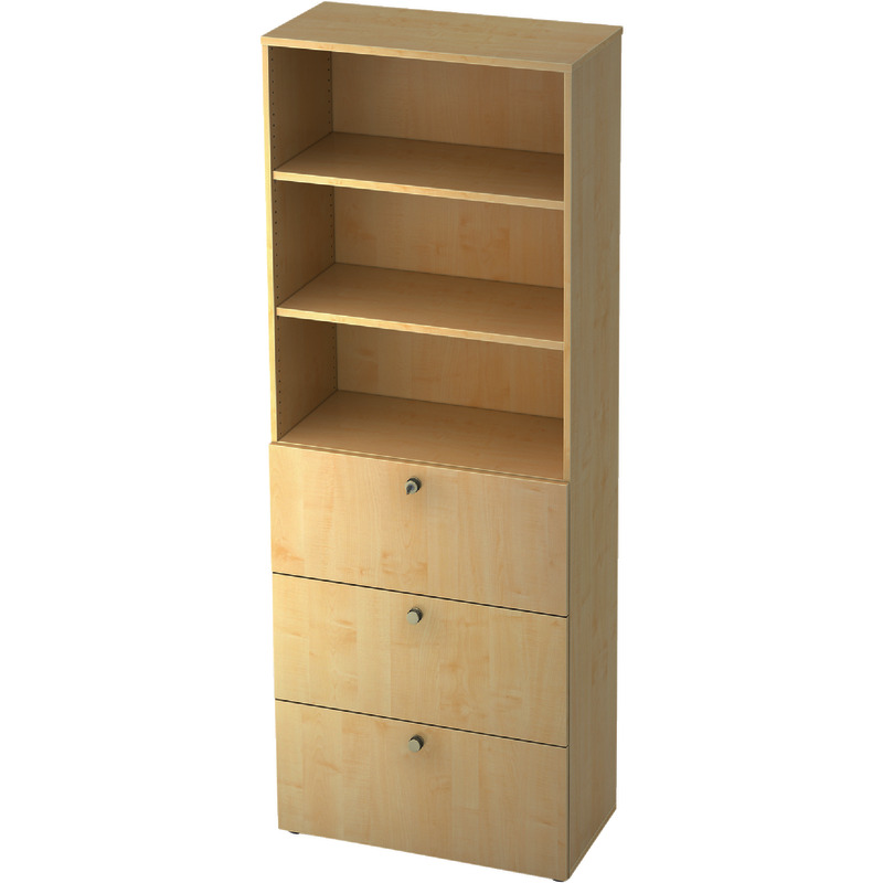 SoldanOffice Aktenschrank PROFI, 6 Ordnerhöhen mit 3 HR-Auszügen, B x H x T: 800 x 2.200 x 420 mm - Ahorn-Dekor