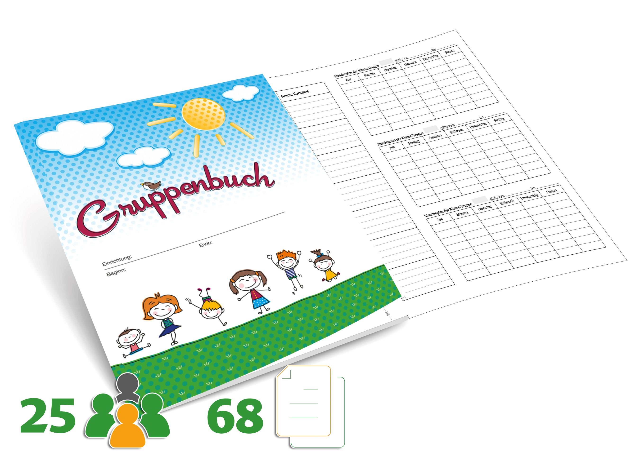 Gruppenbuch für Gruppen bis 25 Kinder, A4, 68 Seiten