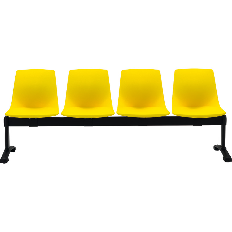 Bisley Traversenbank BLOOM mit Sitzen aus Kunststoff, 4-Sitzer - gelb