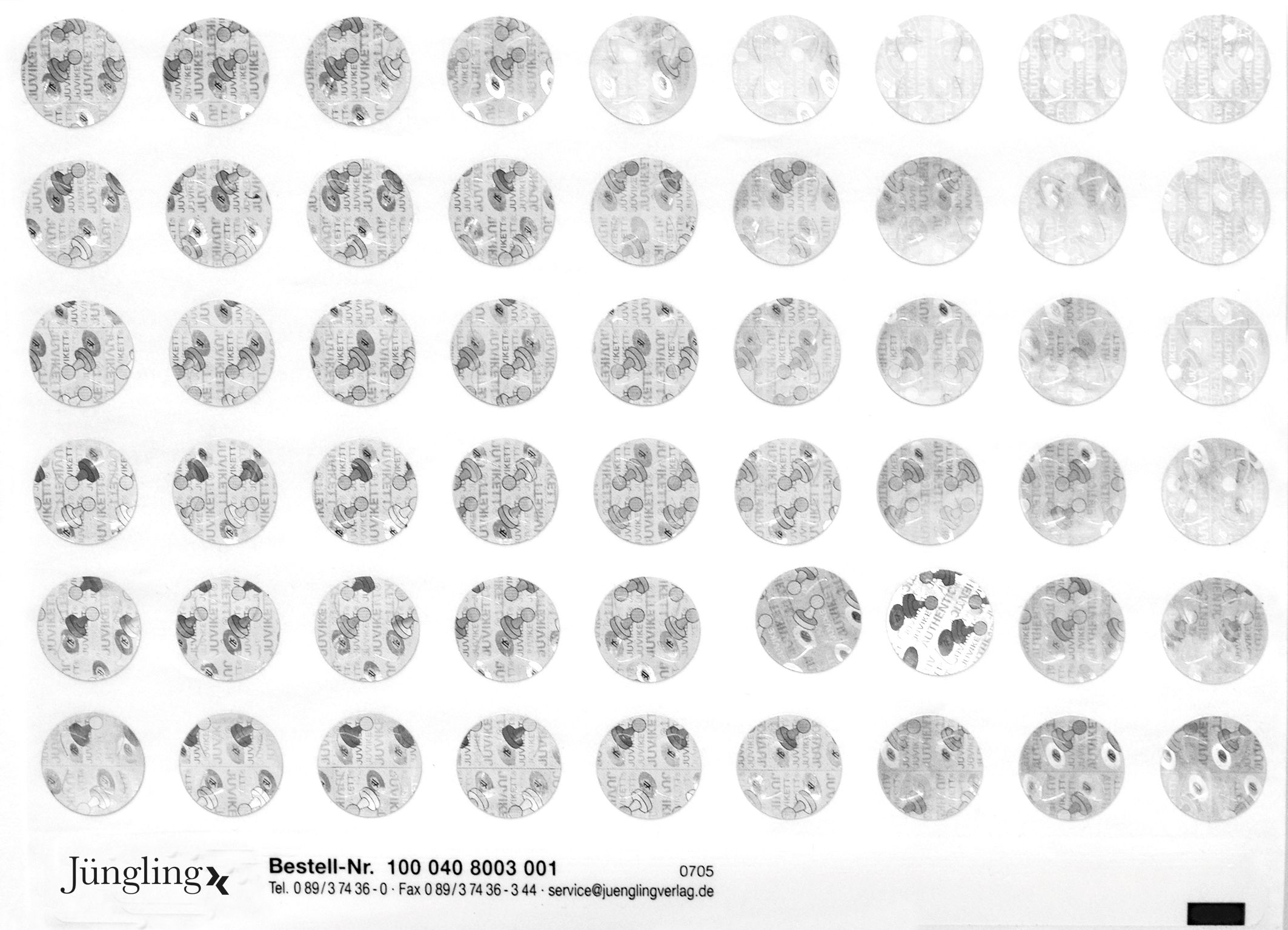 Hologramm-Etiketten, rund, 12mm, Bogen à 54 Stück