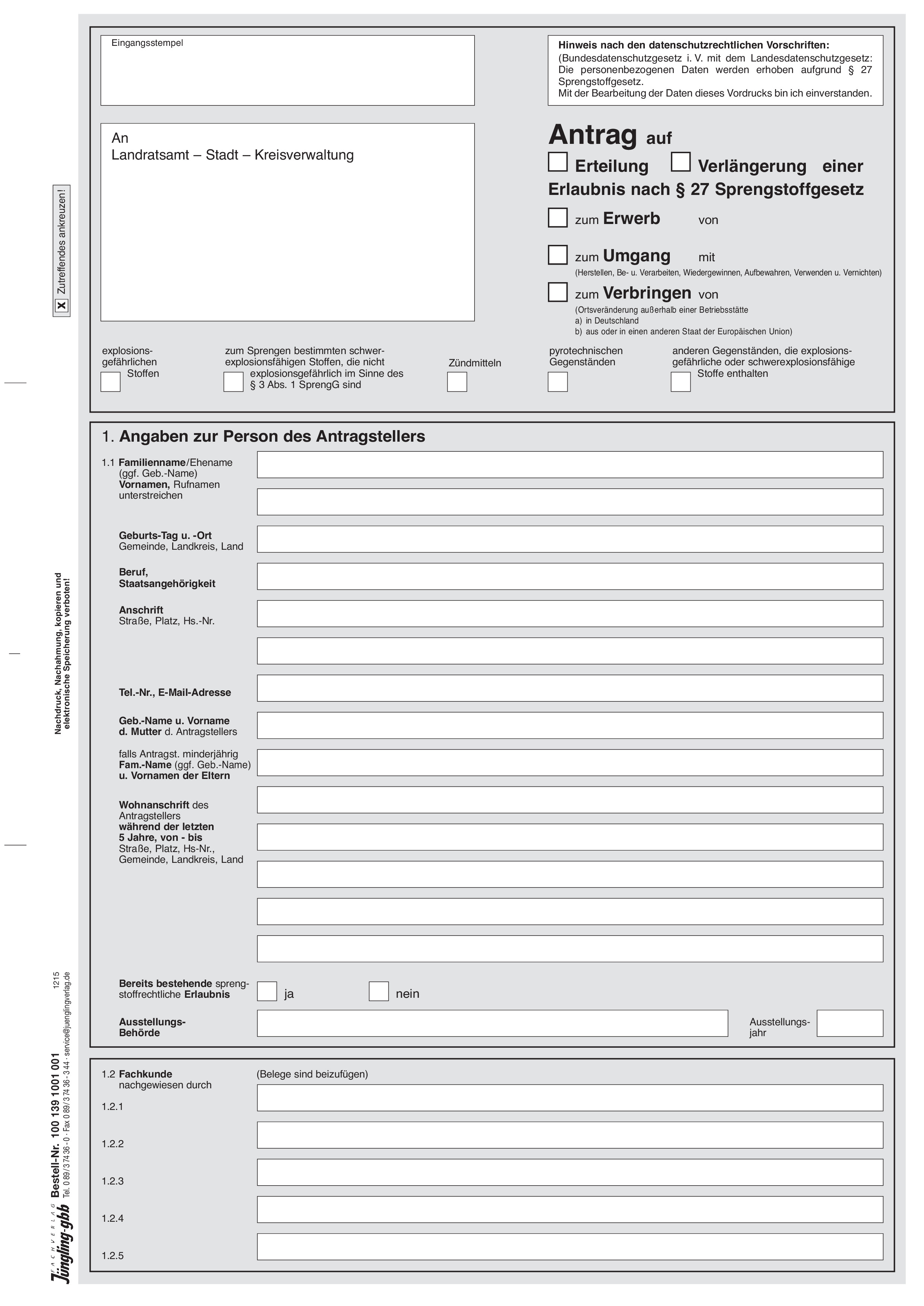 Antrag § 27 SprengG, 4-seitig, A4