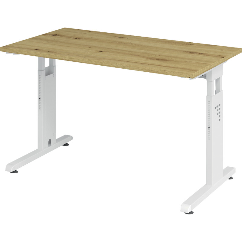 SoldanOffice Schreibtisch C-Fuß 1.200 x 670 mm, Gestell weiß - asteiche