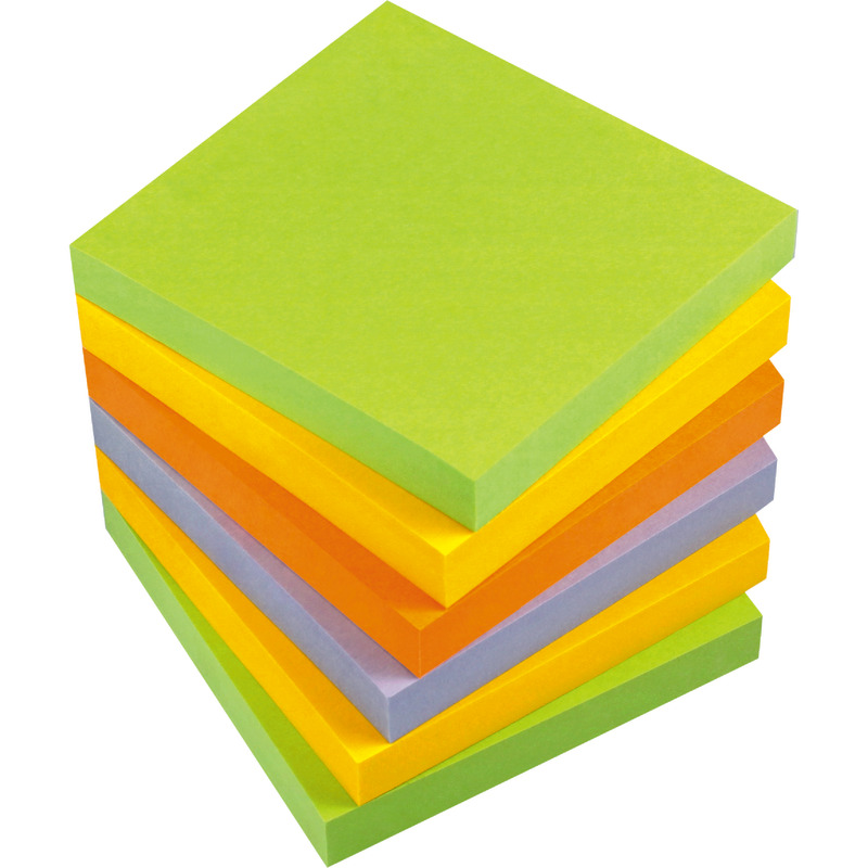 INFO NOTES Haftnotizen SPRING-MIX, 75 x 75 mm, farbig sortiert, Packung: 6 Block