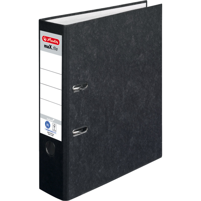 herlitz maX.file nature Ordner Wolkenmarmor DIN A4, Rückenbreite 80 mm - schwarz