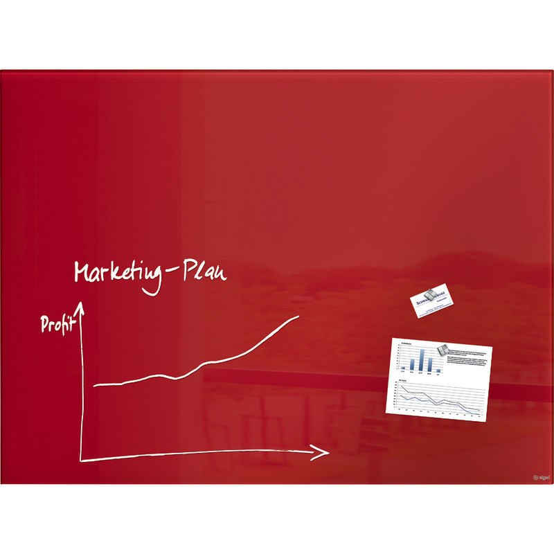 sigel Glas-Whiteboard artverum®, inkl. SuperDym-Magnete, 1.200 x 900 x 18 mm - rot