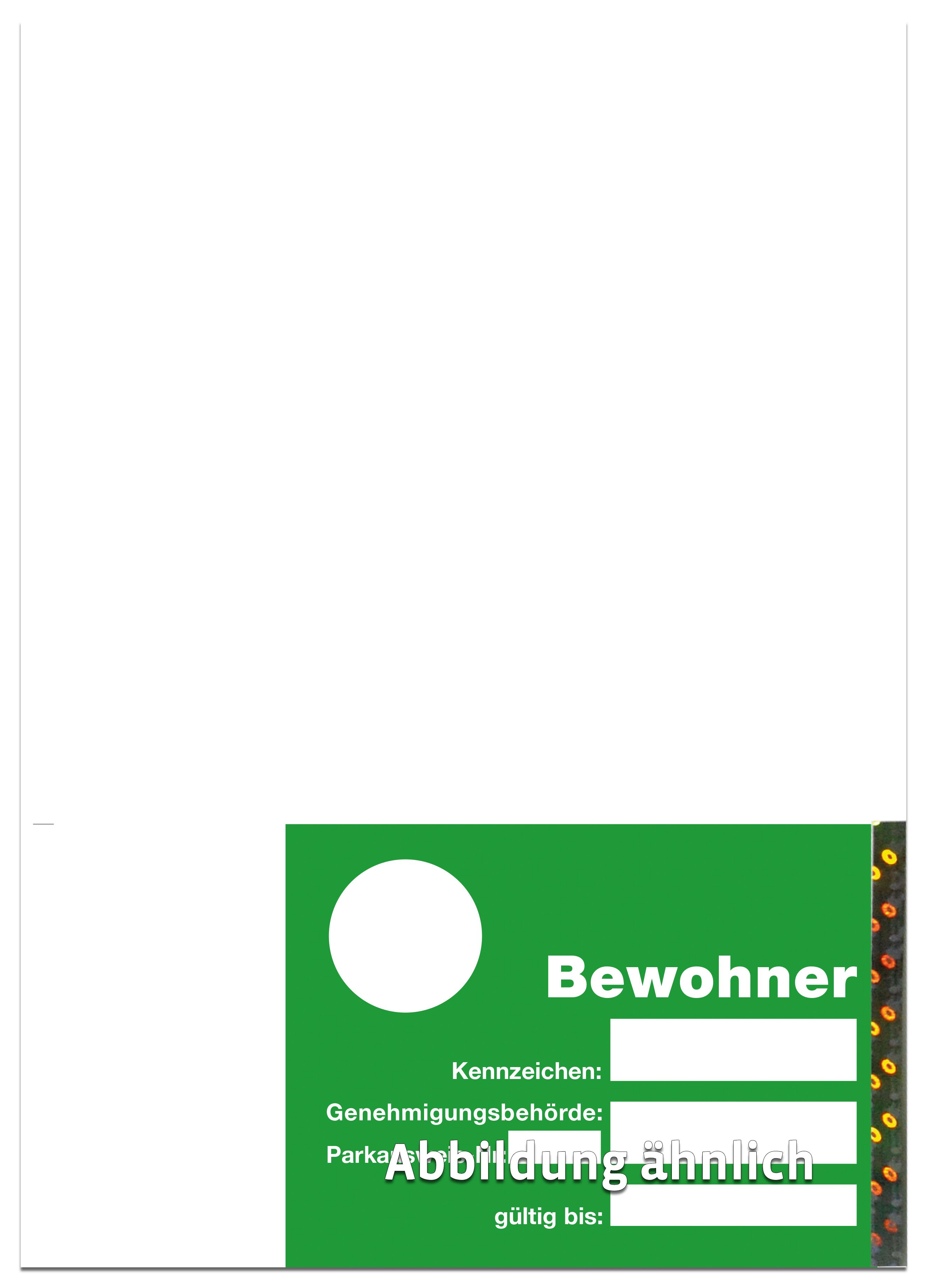 Bewohner-Parkausweis mit abtrennbarem Parkausweis und Hologramm