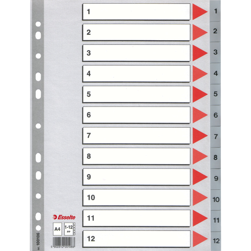 Esselte Kunststoff-Register, Taben 1-12