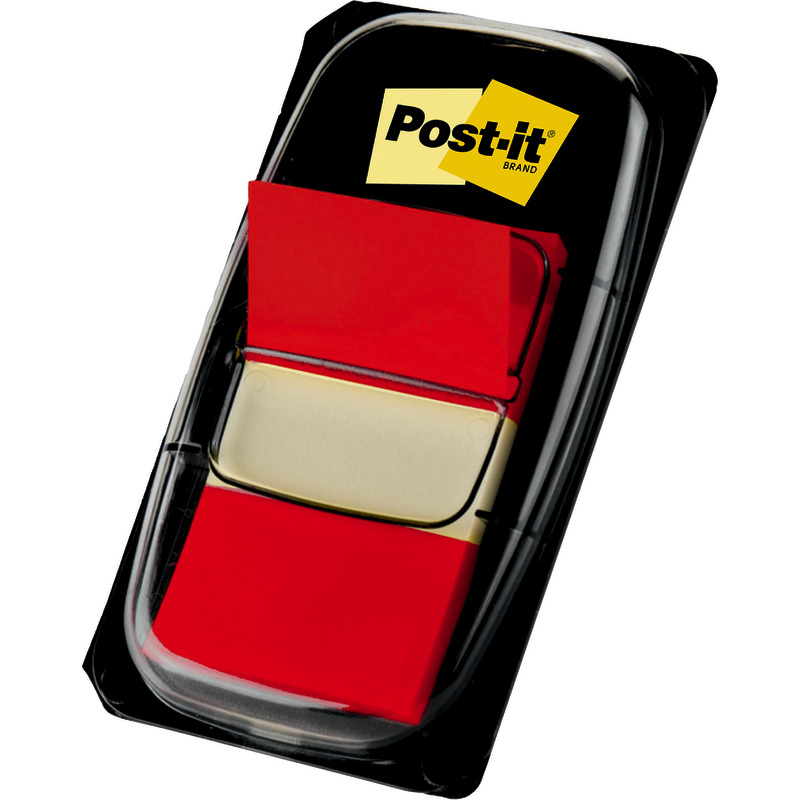 Post-it® Index Haftstreifen, Standard, 25.4 mm x 43.2 mm, 50 Haftstreifen/Spender - rot