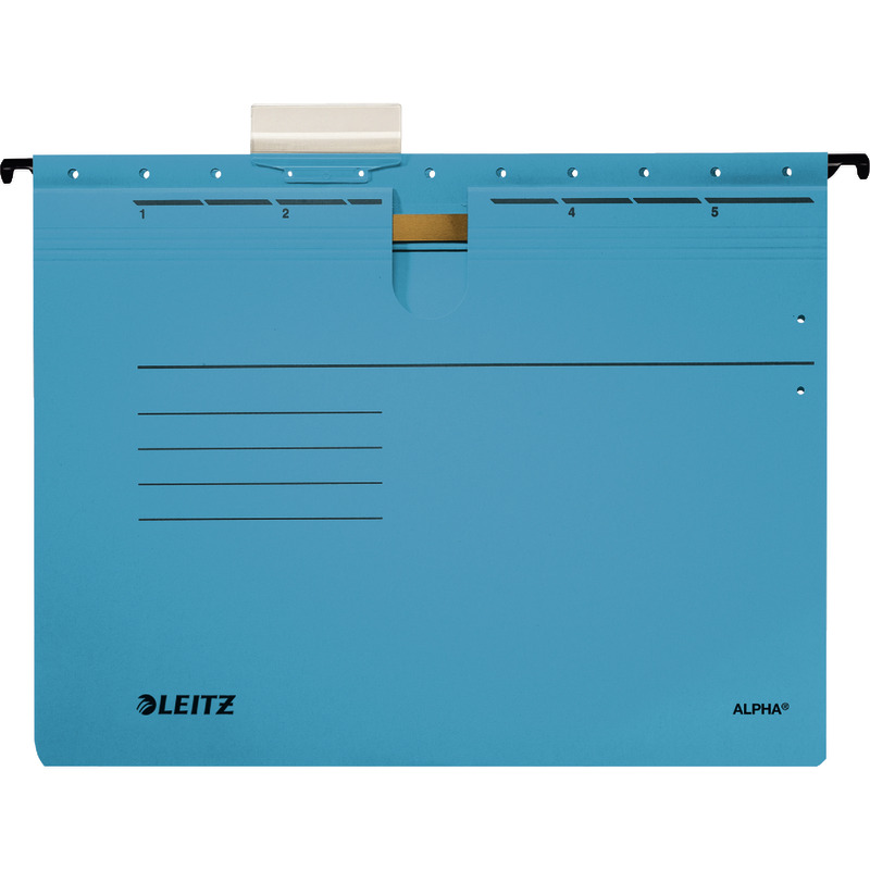 LEITZ Color-Hängehefter Alpha 1984, 1 Abheftvorrichtung, Rechtsheftung, Pack: 5 Stück - blau