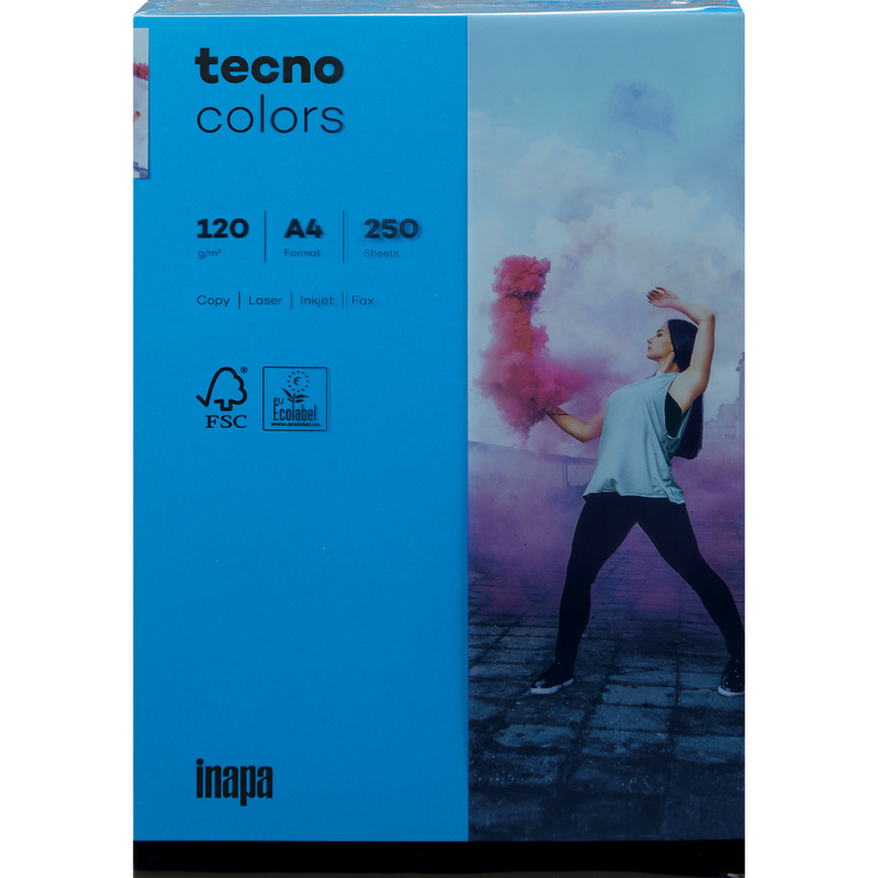 Kopierpapier tecno® colors, DIN A4, 120 g/m², Pack: 250 Blatt - intensivblau