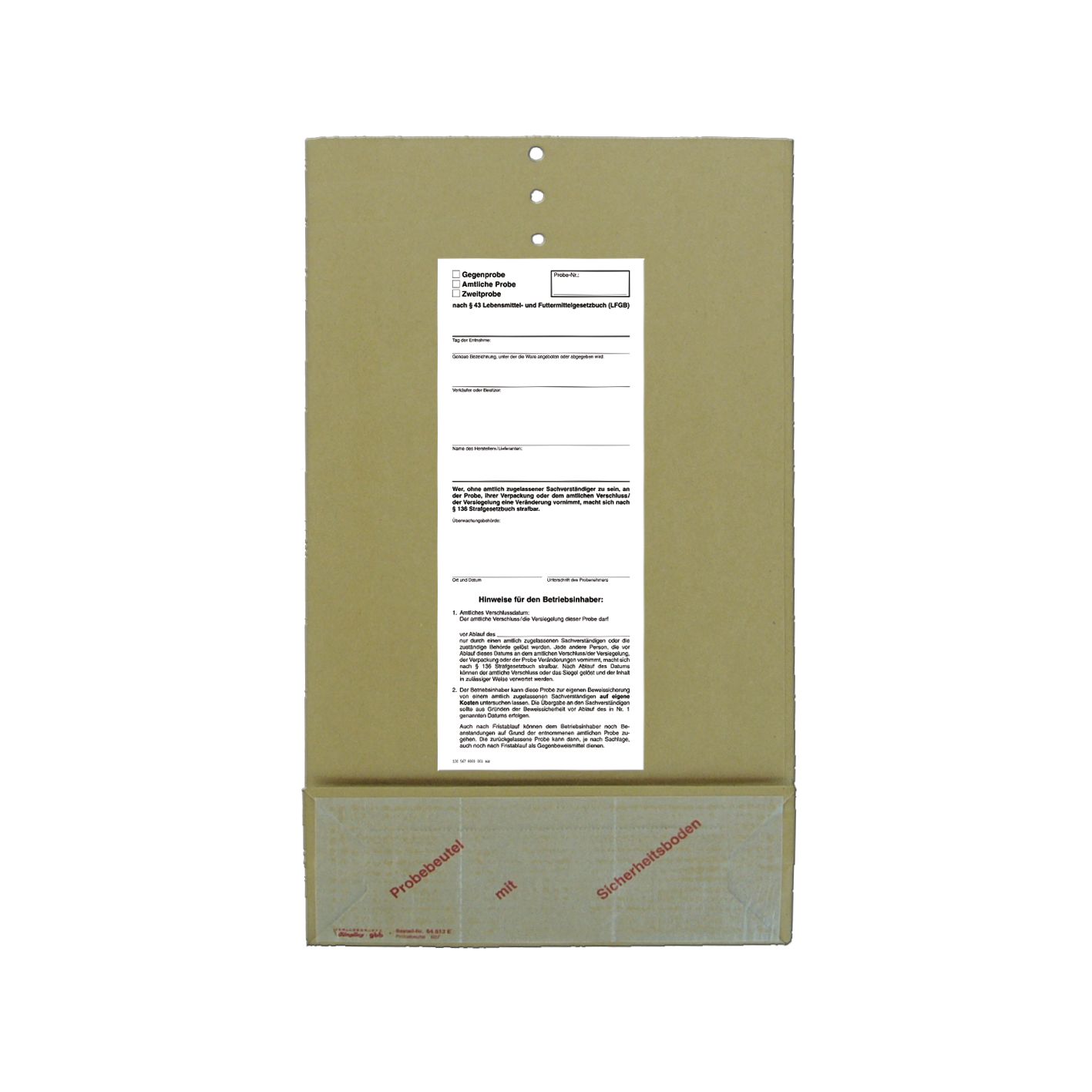 Probenbeutel 190 x 330 x 65 mm mit Sicherheitsboden