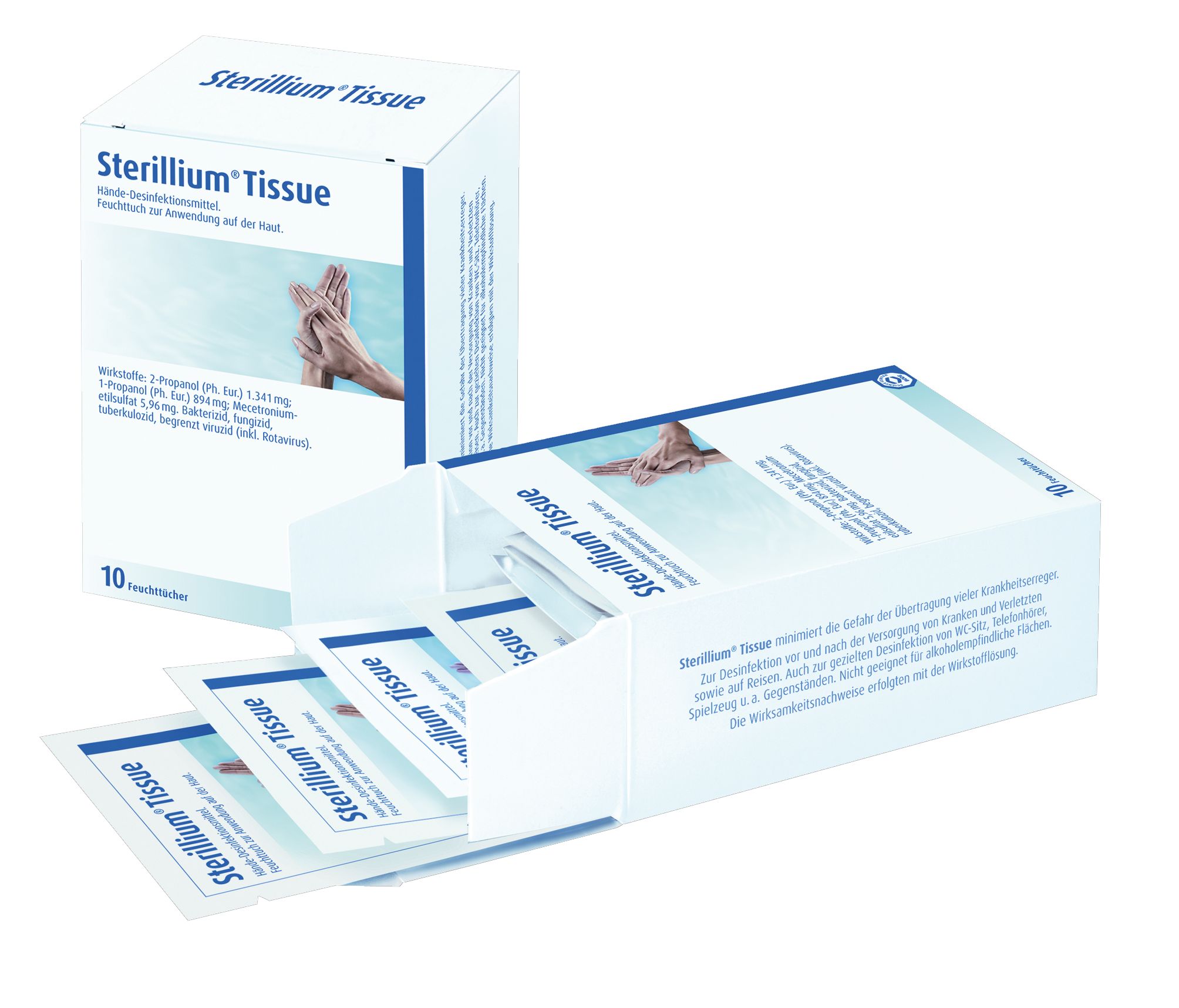 Sterillium Desinfektionstücher für Hände, Packung mit 15 Stück