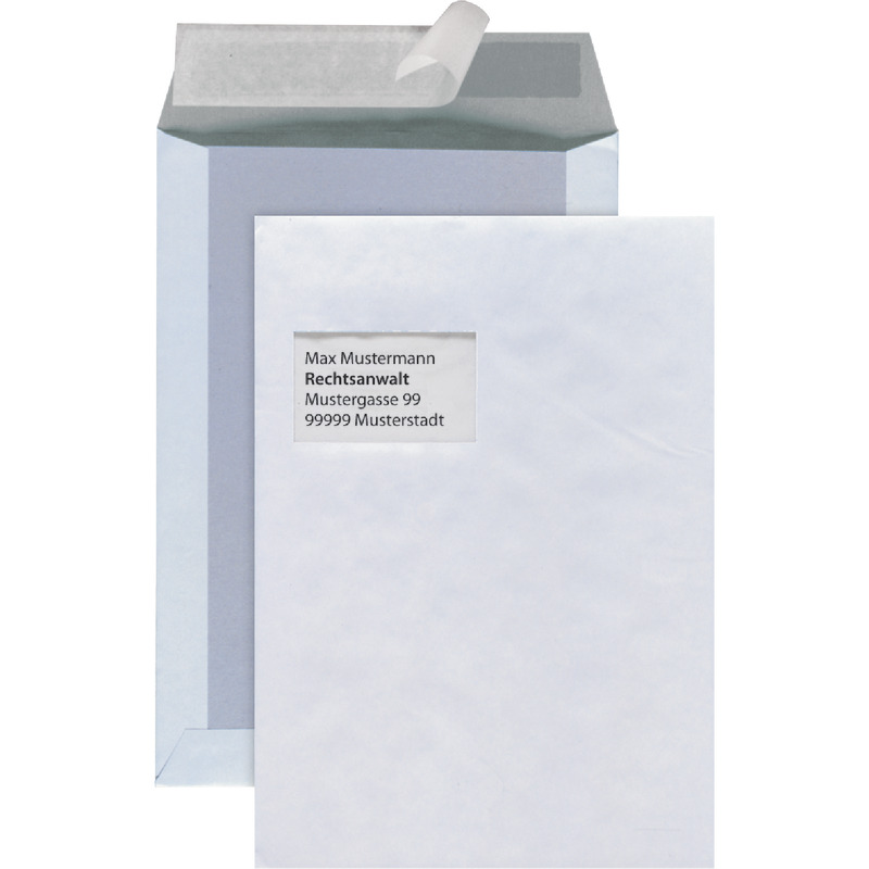 BONG Versandtasche DIN C4 mit Kartonrückwand, haftklebend, weiß, mit Fenster, Pack: 100 Stück BONG Versandtasche DIN C4 mit Kartonrückwand, haftklebend, weiß, mit Fenster, Pack: 100 Stück