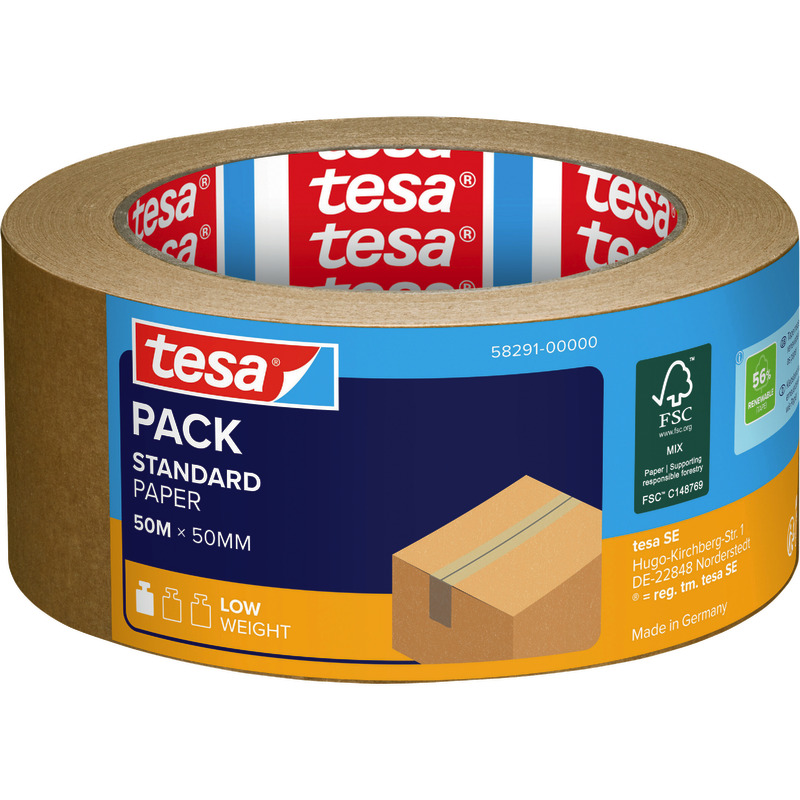 tesapack® Packband STANDARD PAPER, 50 mm x 50 m