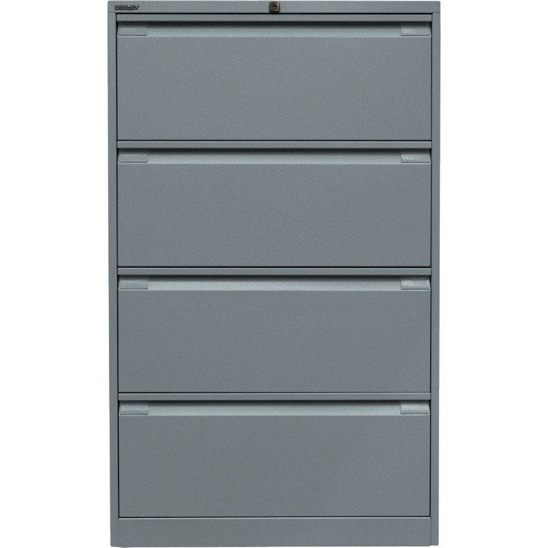 BISLEY Hängeregistraturschrank, zweibahnig, 4 Schubladen - silber