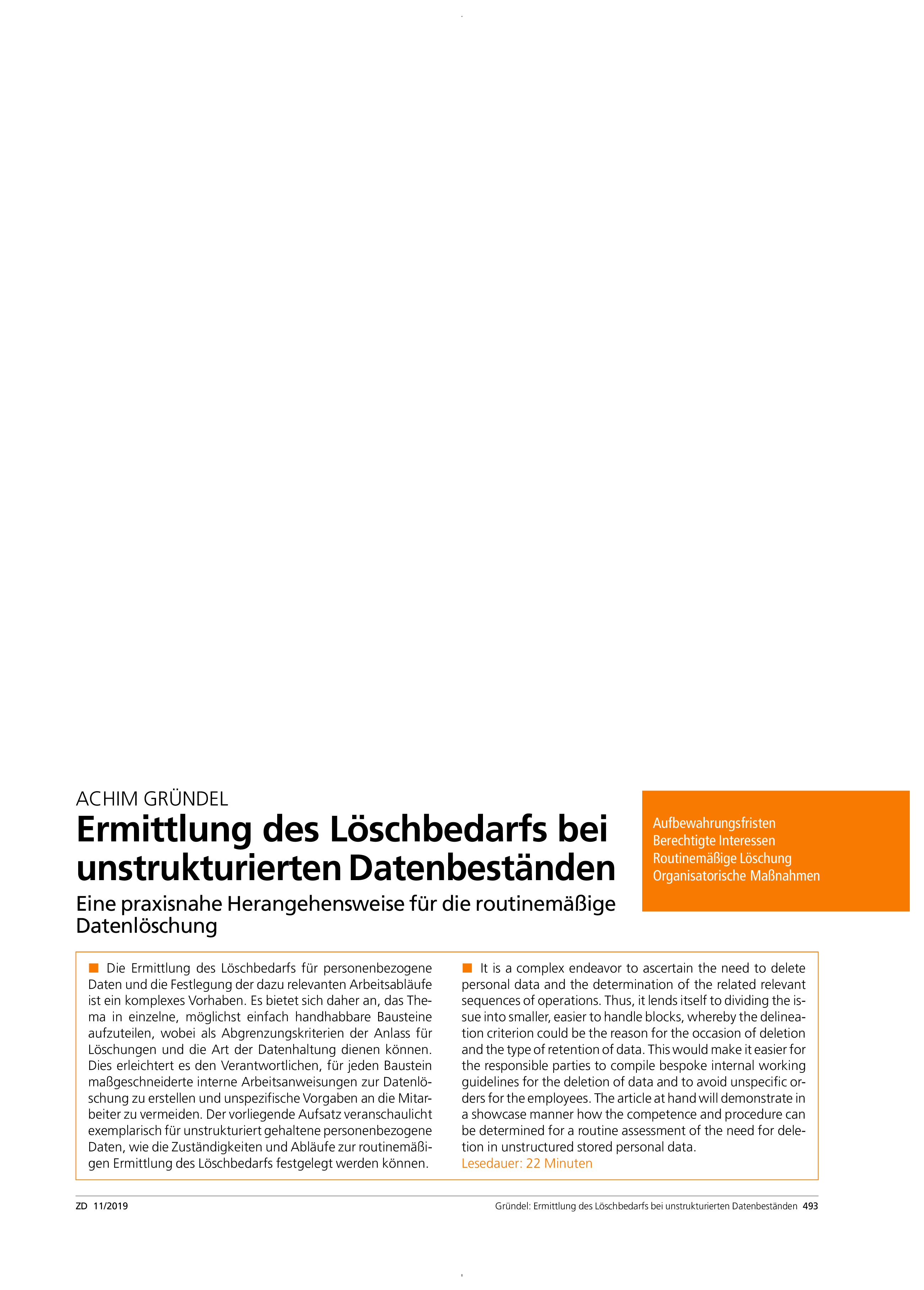 ZD - Zeitschrift für Datenschutz - Abonnement