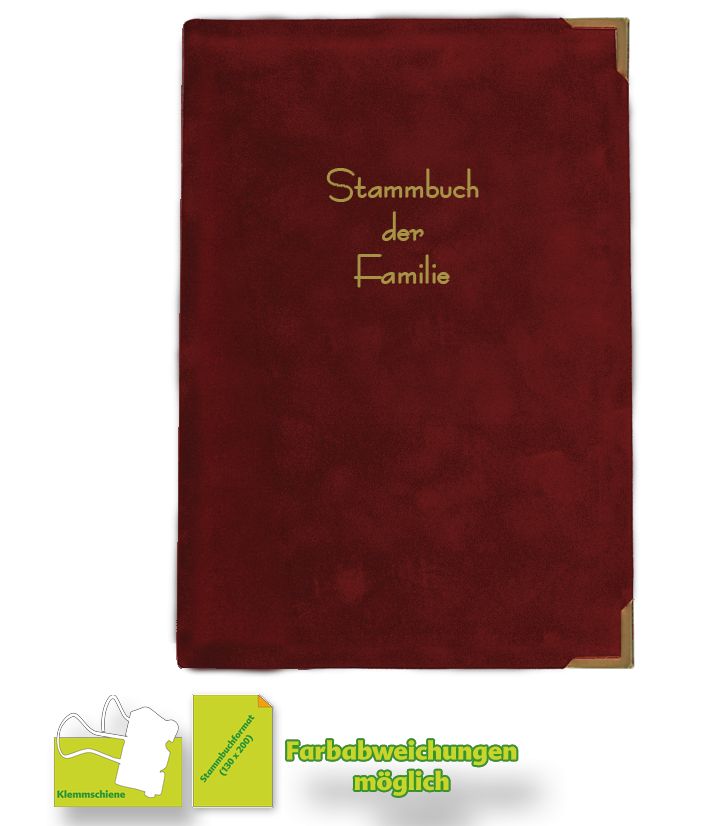 Stammbuch Alcan-Velour burgund mit Klemmschiene