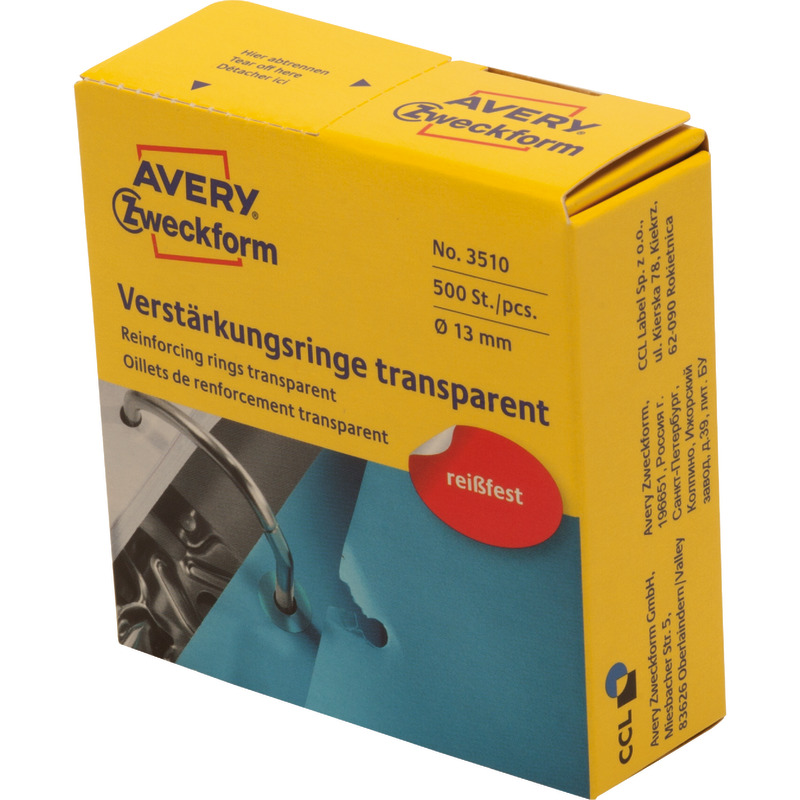 AVERY® Zweckform Lochverstärkungsringe, 500 Stück - transparent